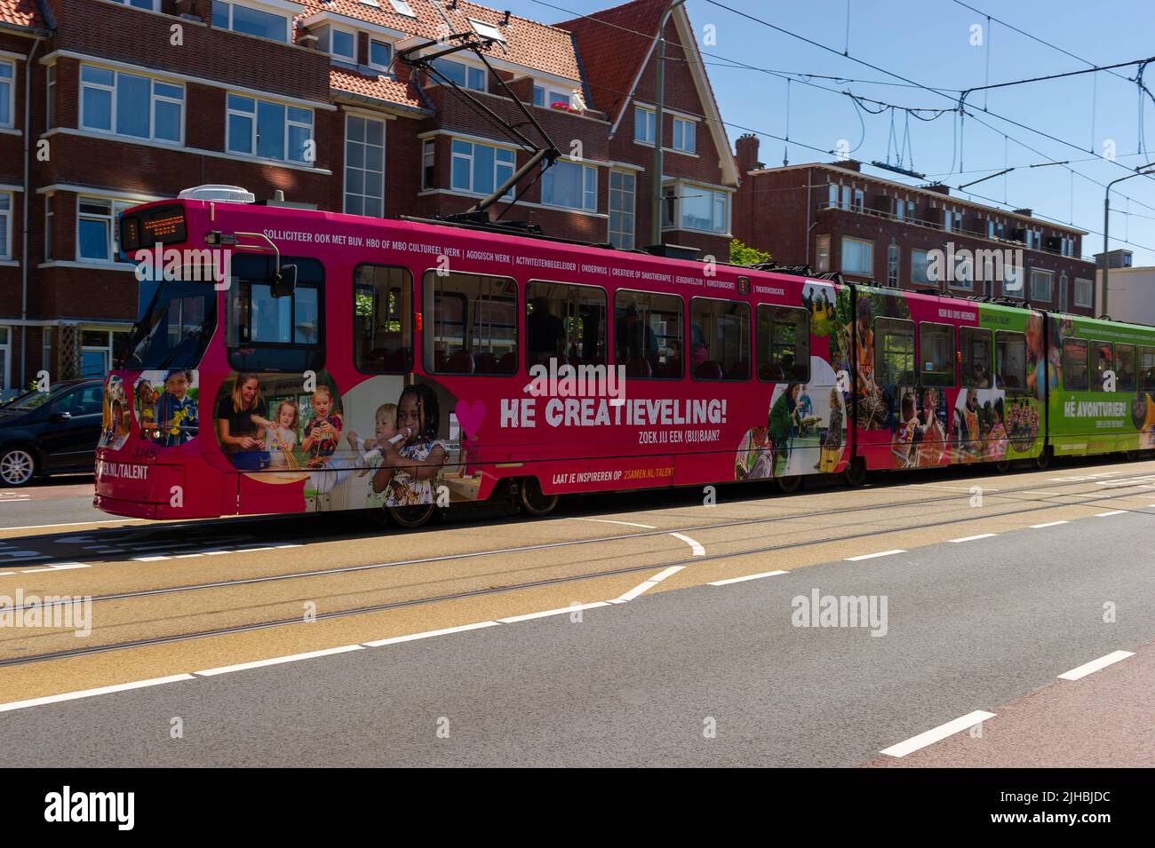 HTM Dutch Tram at Scheveningen, The Hague, The Netherlands Stock Photo