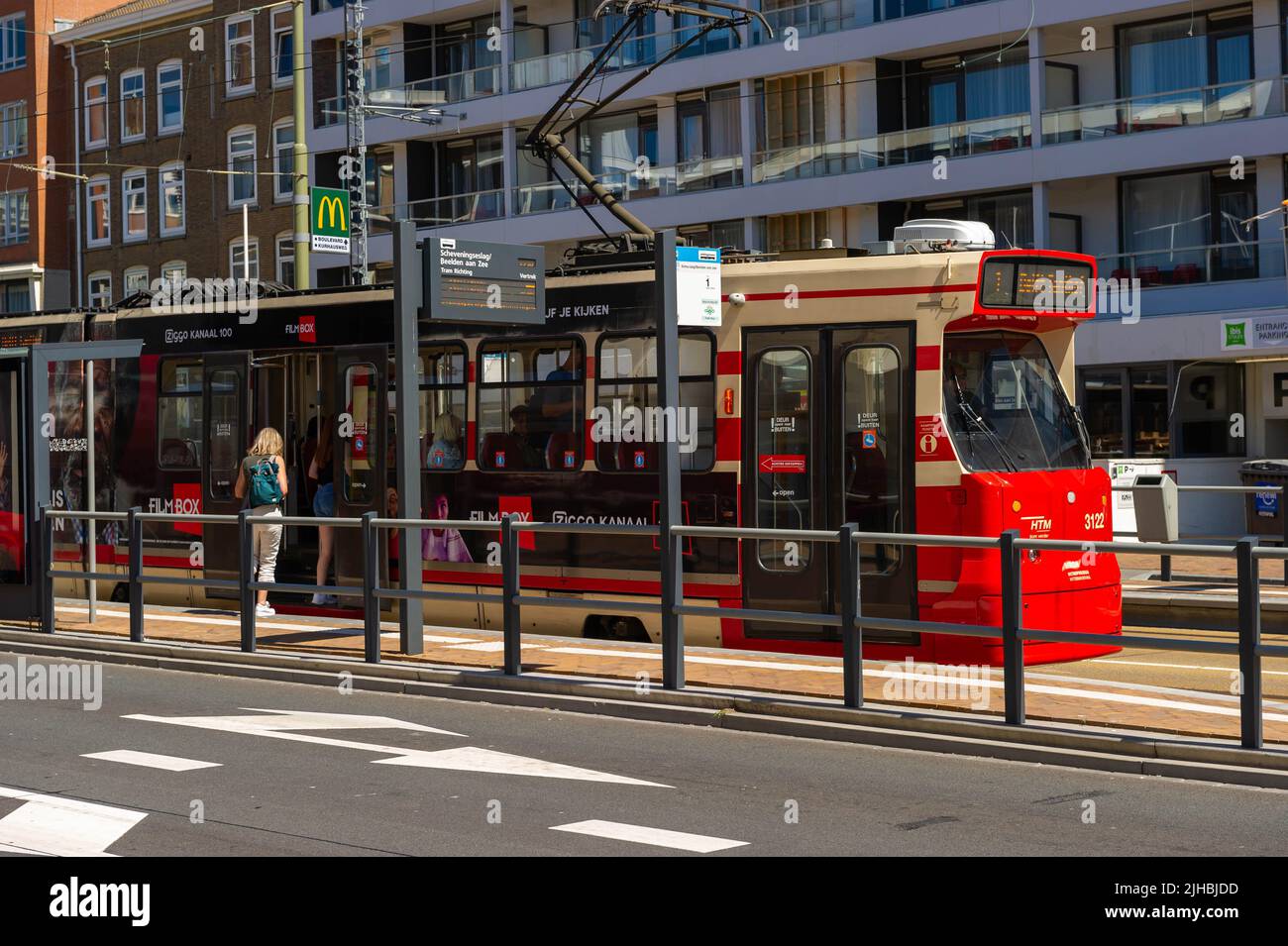 HTM Dutch Tram at Scheveningen, The Hague, The Netherlands Stock Photo