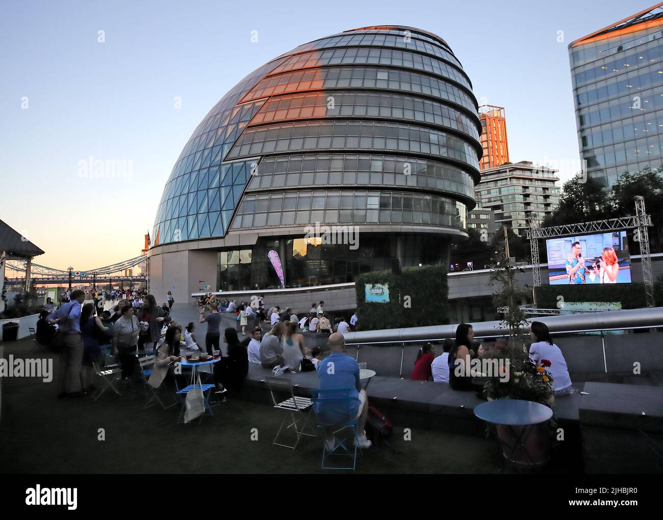City Hall London in the evening, Kamal Chunchie Way, Southwark, London , England, UK, E16 1ZE Stock Photo