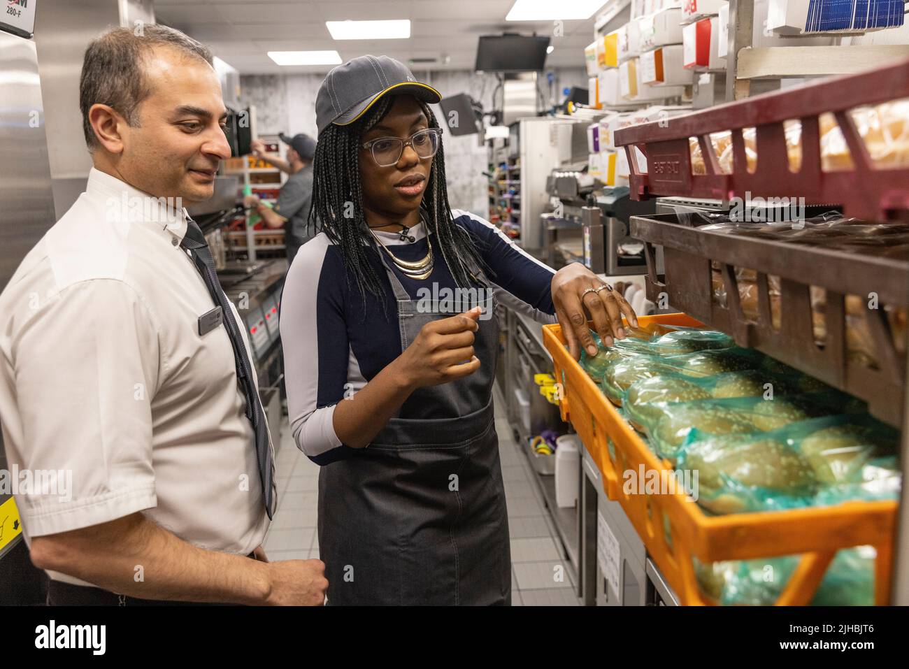 Kemi Badenoch, the MP for Saffron Walden who is running to become the UK's next Prime Minister earlier this year visiting McDonald's headquarters, UK 14th March 2022, London, UK Credit: Jeff Gilbert/Alamy Live News Stock Photo