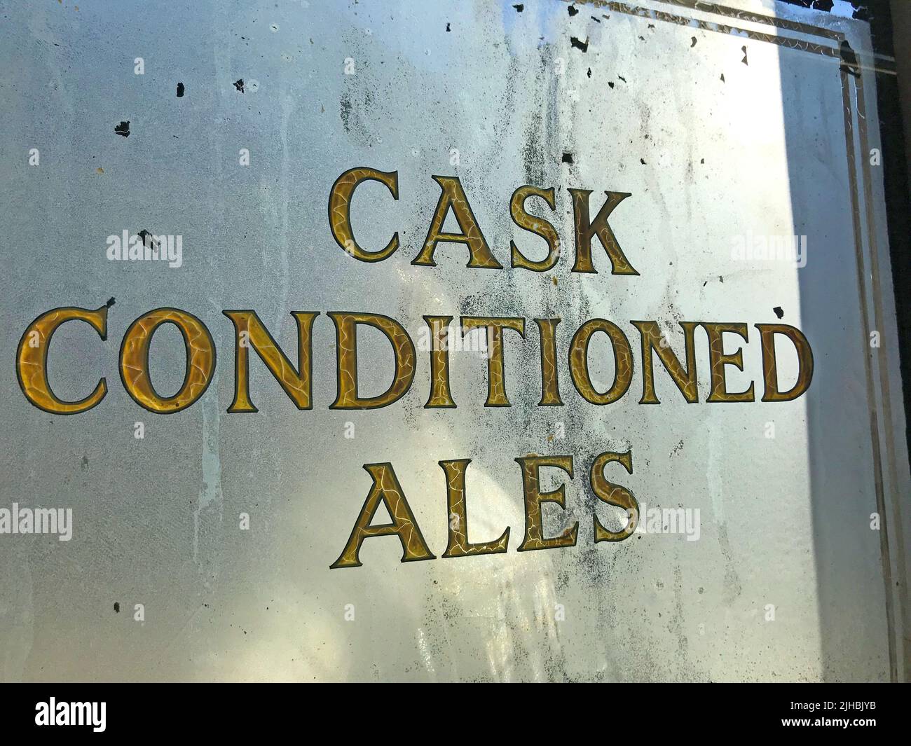 Cask Conditioned Ales sign, at The Kings Arms pub,25 Roupell St, London,England,UK, SE1 8TB Stock Photo