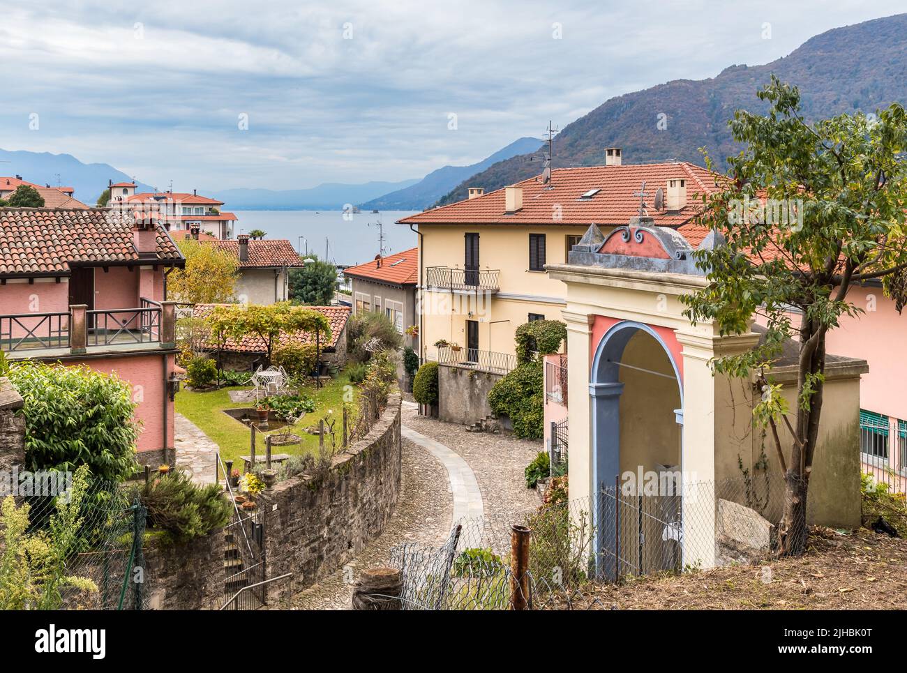 Historic center of Maccagno Inferiore, is village situated on lake Maggiore in province of Varese, Lombardy, Italy Stock Photo