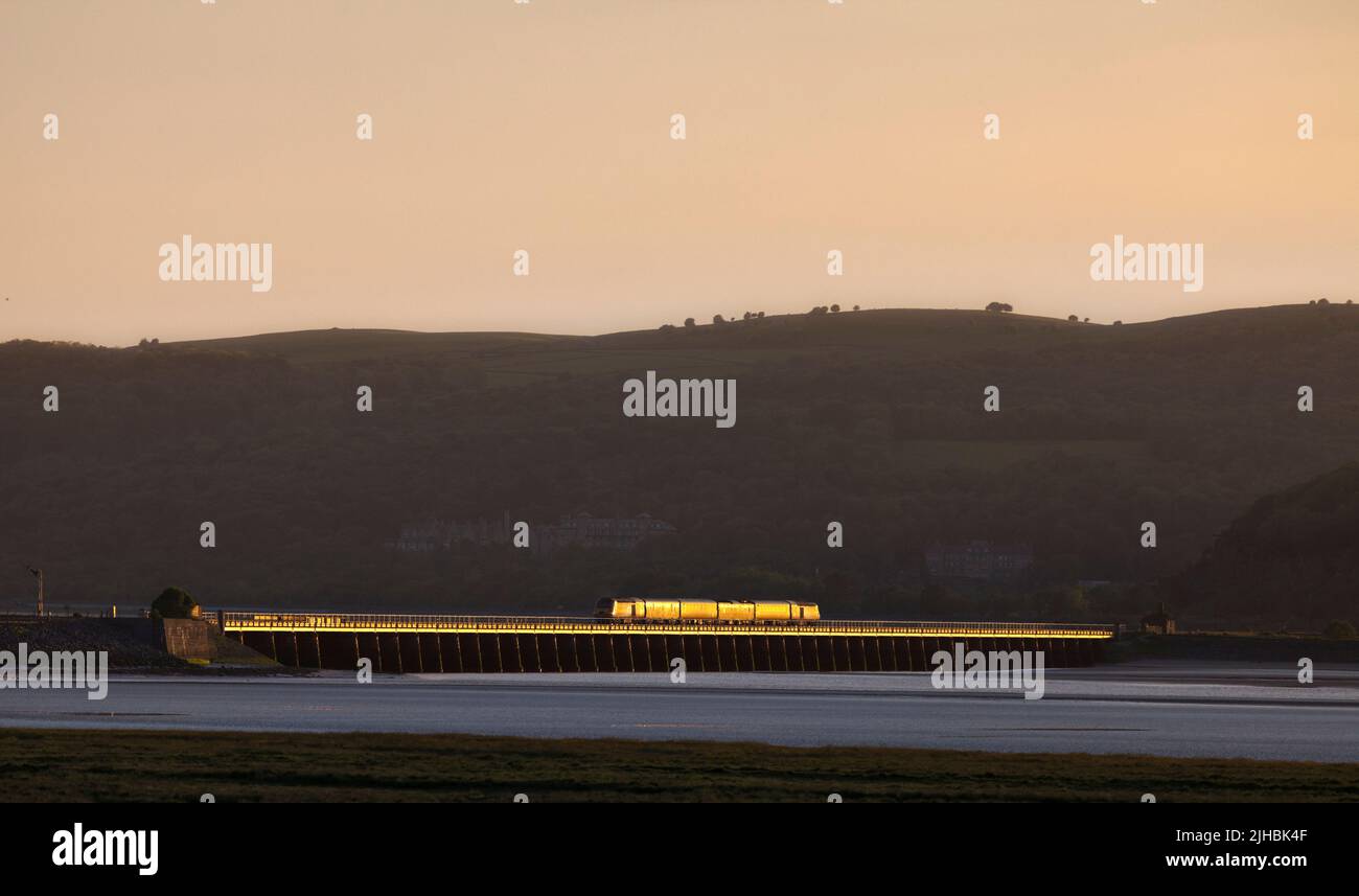Network Rail Infrastructure monitoring train crossing Arnside viaduct ...