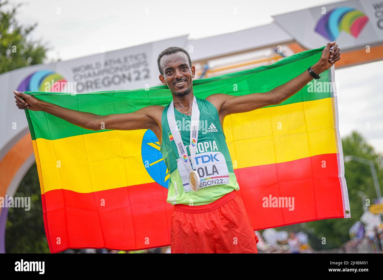 Eugene, USA. 17th July, 2022. Athletics World Championship, Tamirat Tola from Ethiopia