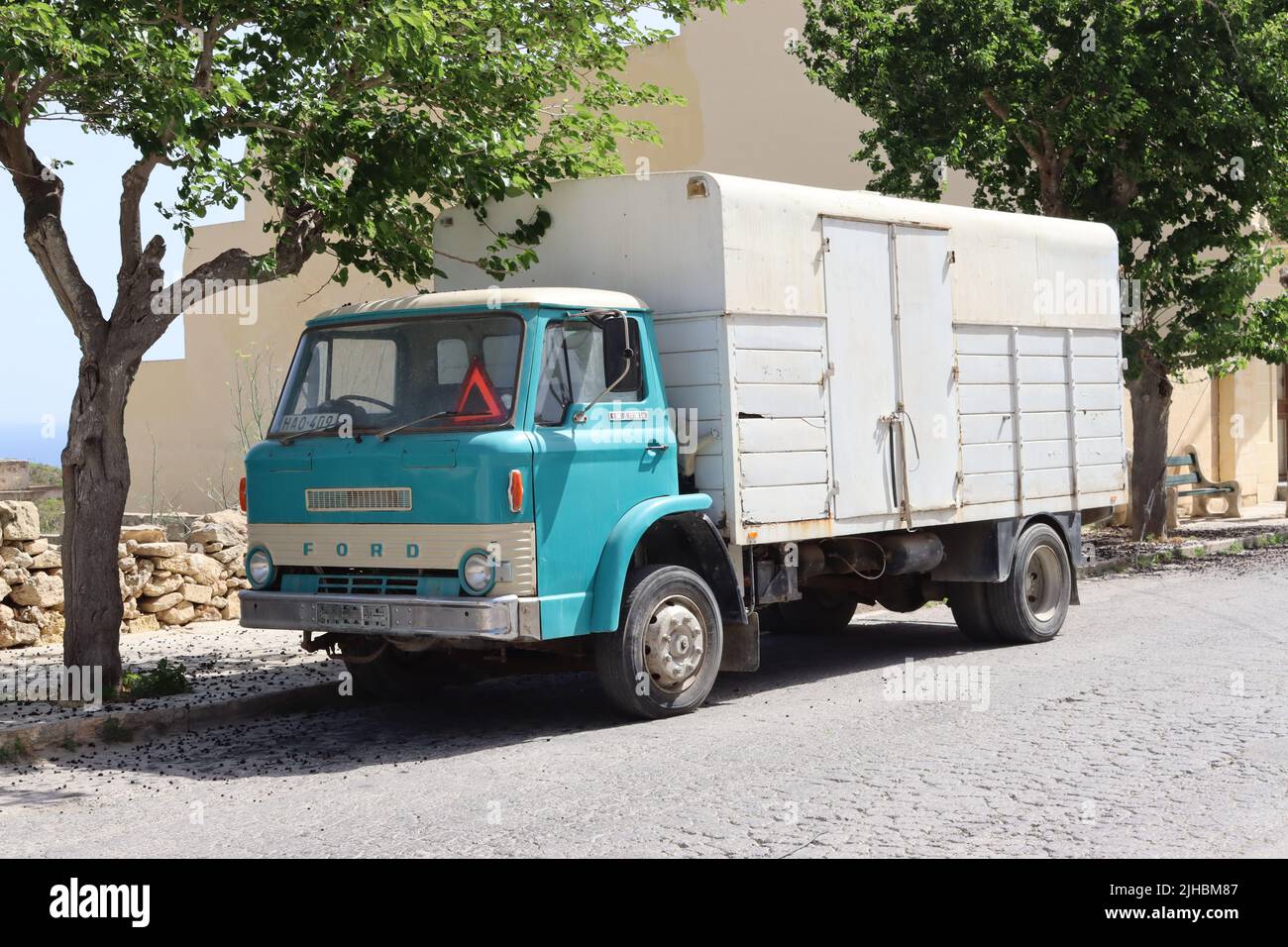 A vintage Ford D series truck manufactured from 1965 - 1982 still in use today. Nadur, Gozo, Malta Stock Photo