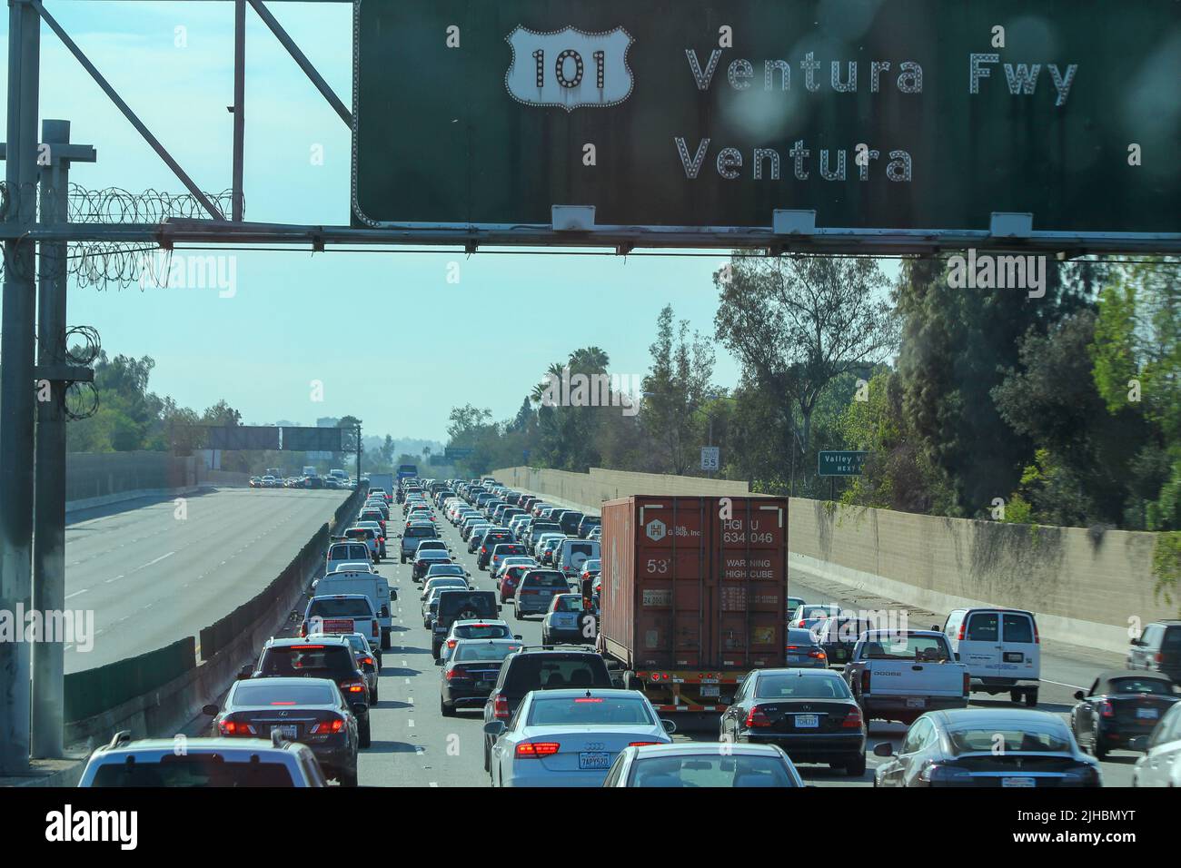 Los Angeles - USA - 03,15,2014: Los Angeles city roads and Ventura road in USA Stock Photo