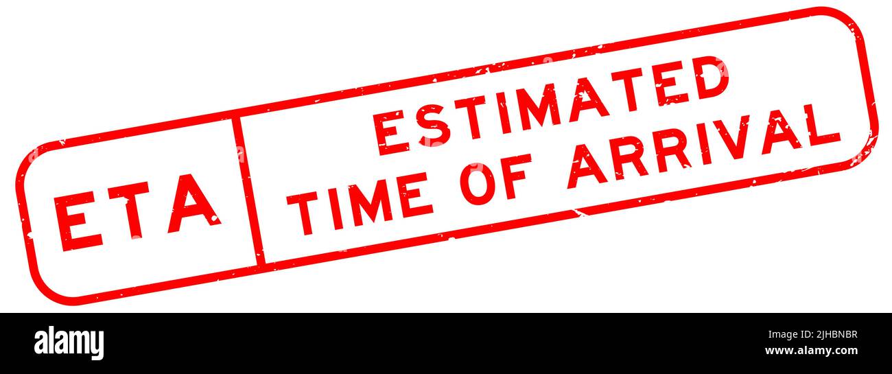 Grunge red ETA estimated time of arrival word square rubber seal stamp on white background Stock Grunge red ETA estimated time of arrival word square rubber seal stamp on white background Stock