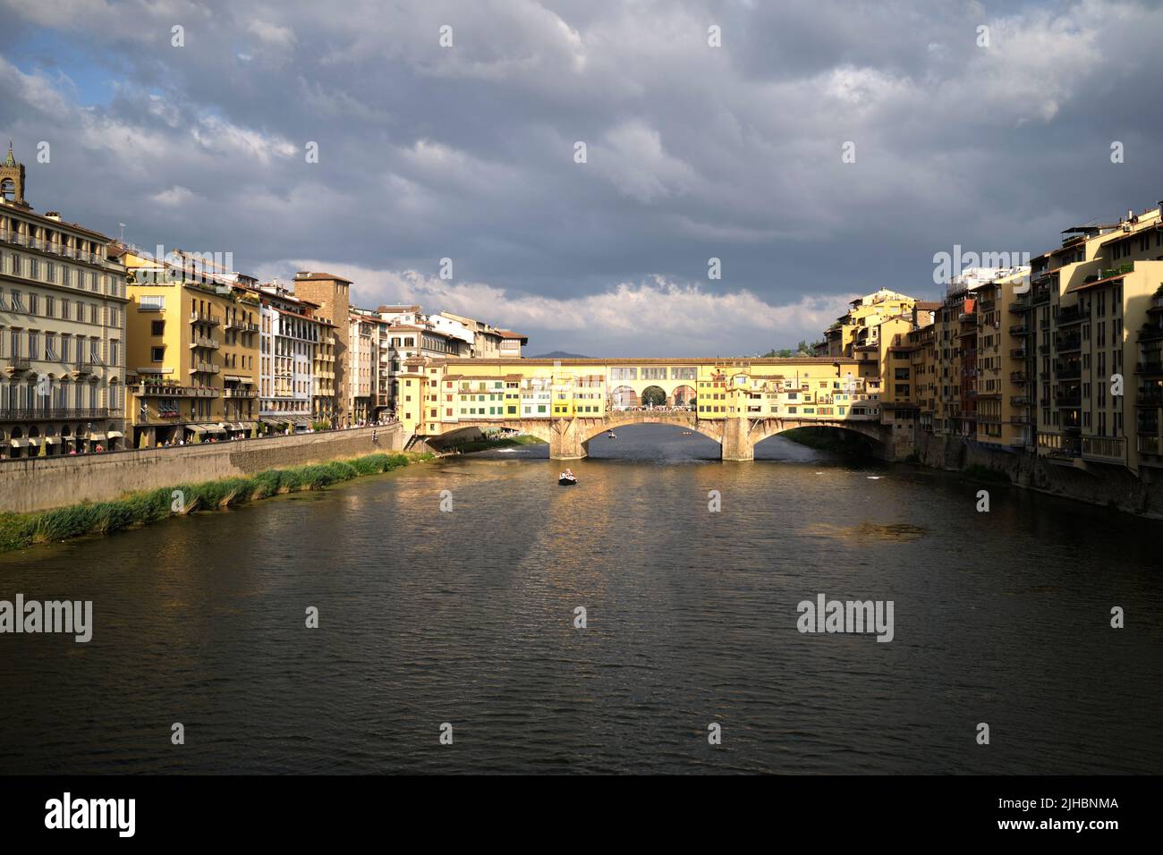 River Arno and the Ponte Vecchio in Florence Italy Stock Photo