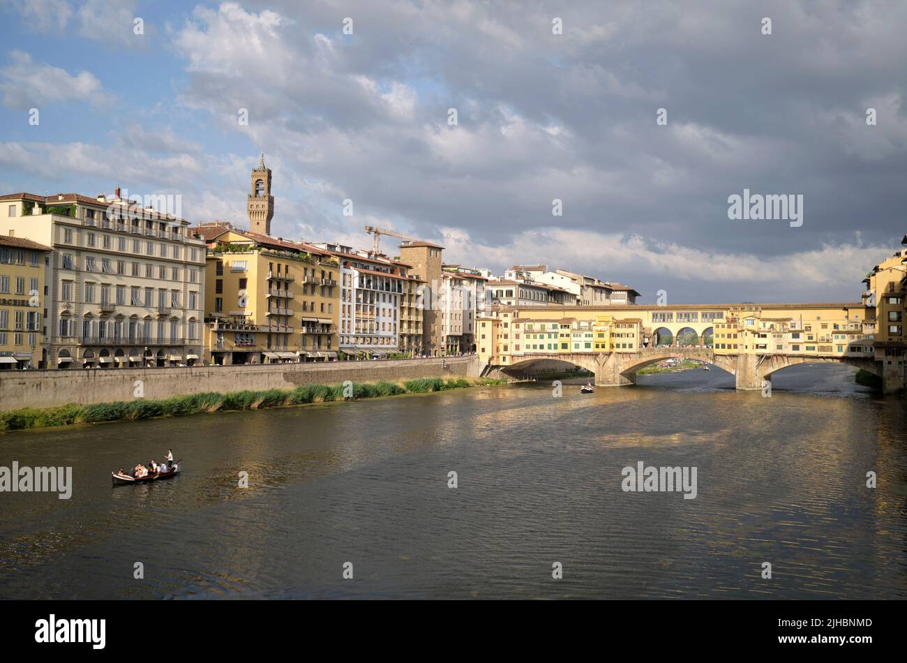 River Arno and the Ponte Vecchio in Florence Italy Stock Photo