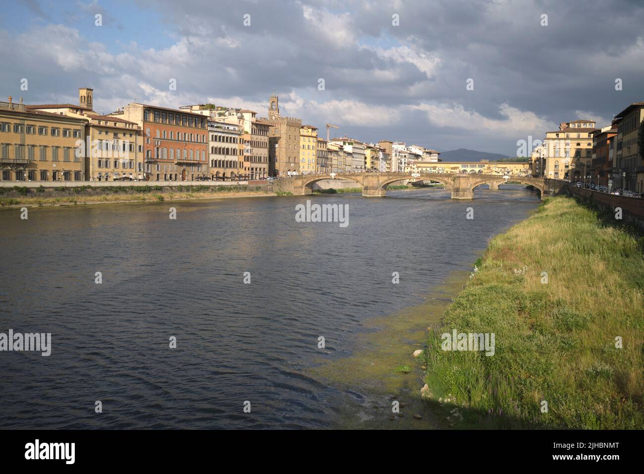 River Arno and Ponte Vecchio in Florence Italy Stock Photo