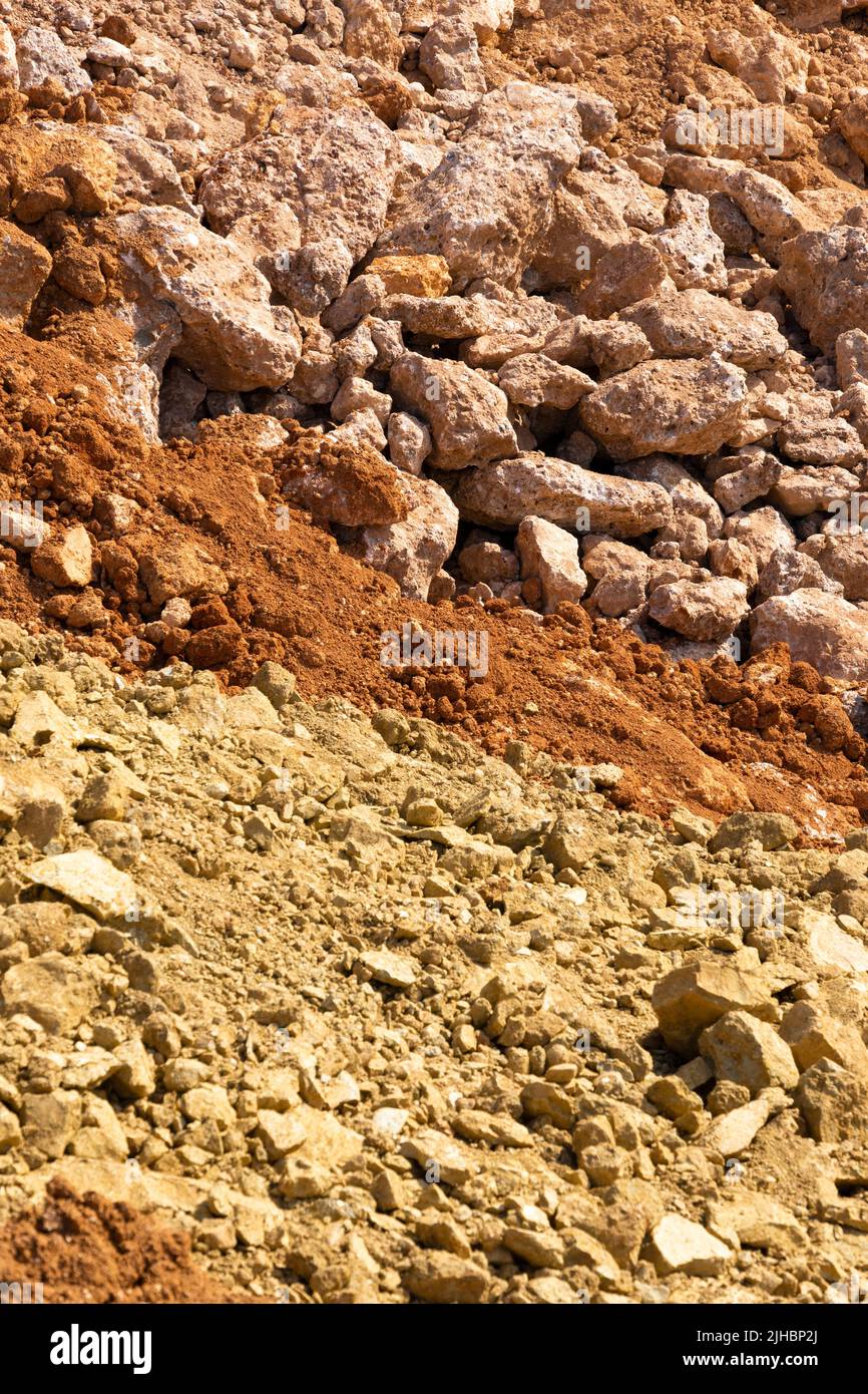 Excavation public work. Accumulation of very dry earth with earthy ...