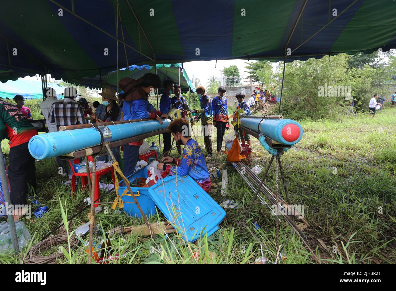 Different teams work together to compete in the annual rocket festival