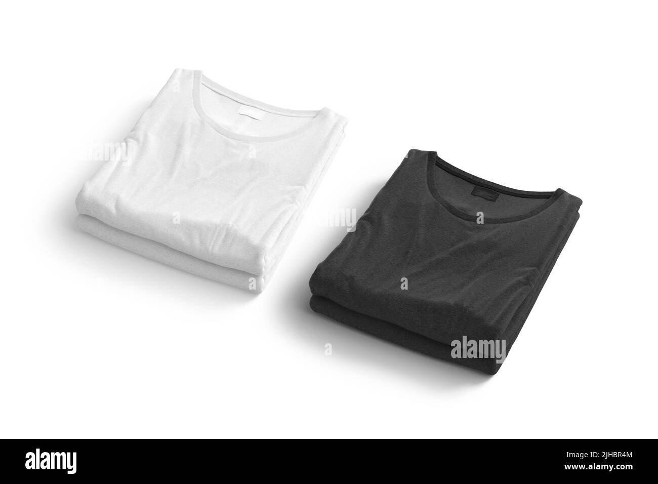 Blank black and white folded square t-shirt mockup stack, isolated Stock  Photo - Alamy