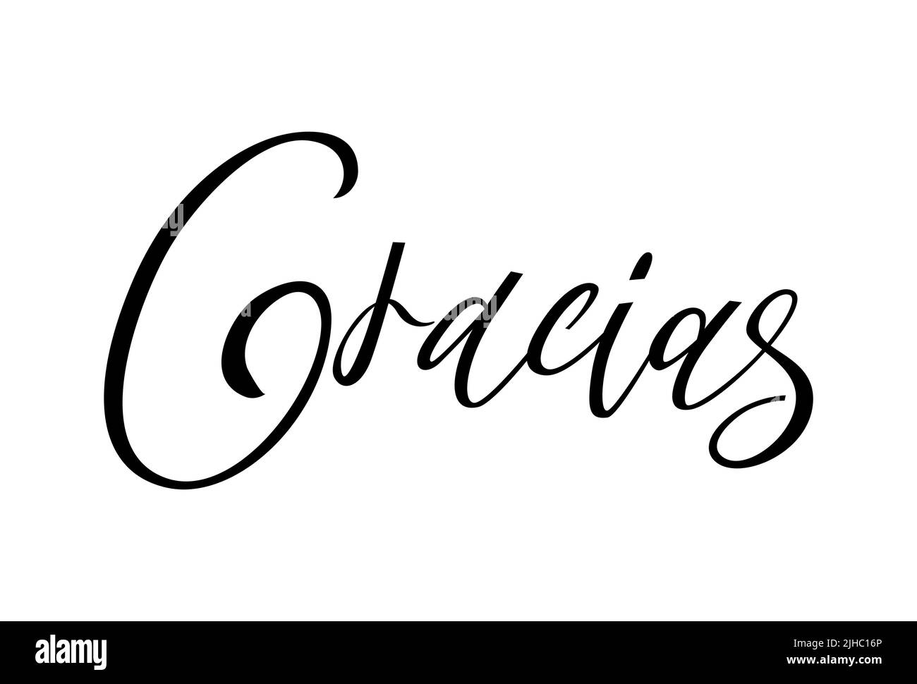 Gracias calligraphy spain text. Hand lettering spanish word thank you. Lettering postcard design in script style. Vector isolated illustration Stock Vector