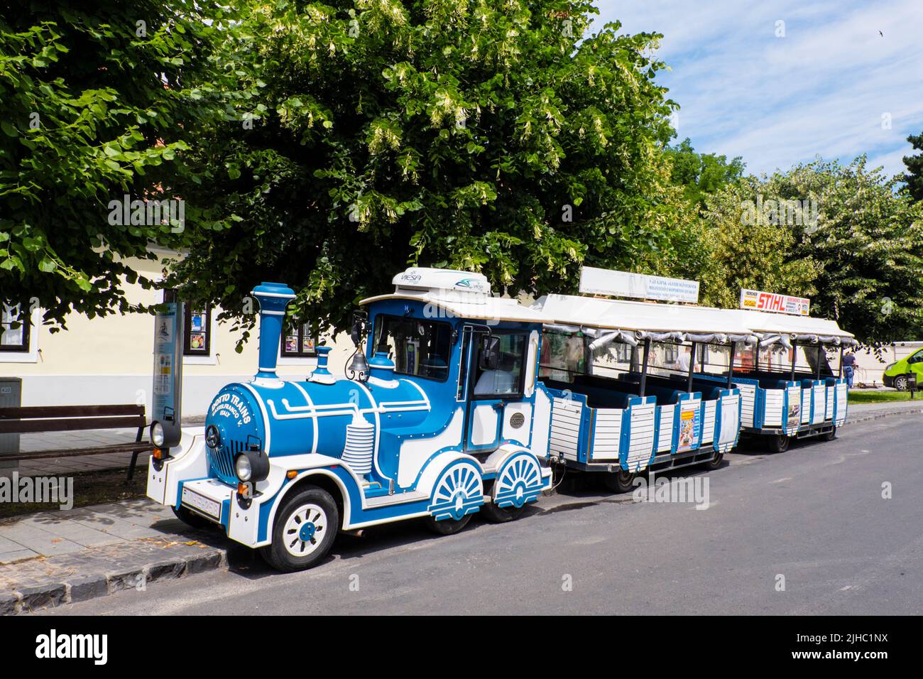 City sightseeing train, Kastely utja, Keszthely, Hungary Stock Photo