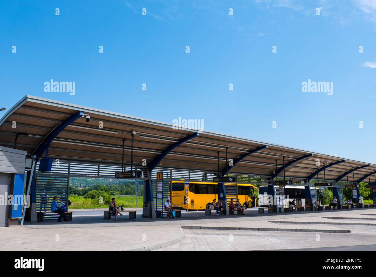 Hévíz autóbusz állomás, bus station, Heviz, Hungary Stock Photo