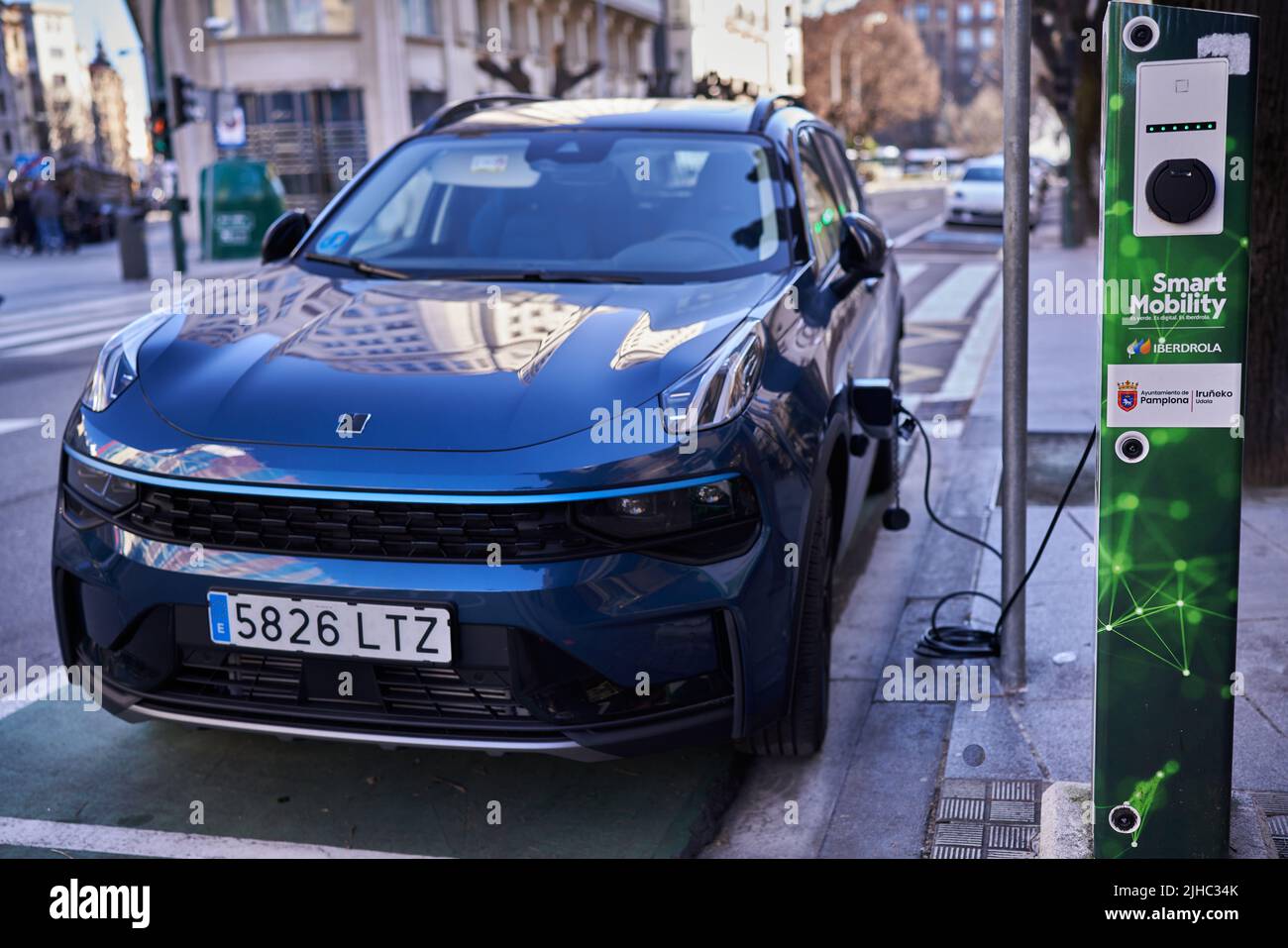 Pamplona, Spain 29 january 2022, shareable electric car Lynk and Co recharging electricity  Stock Photo