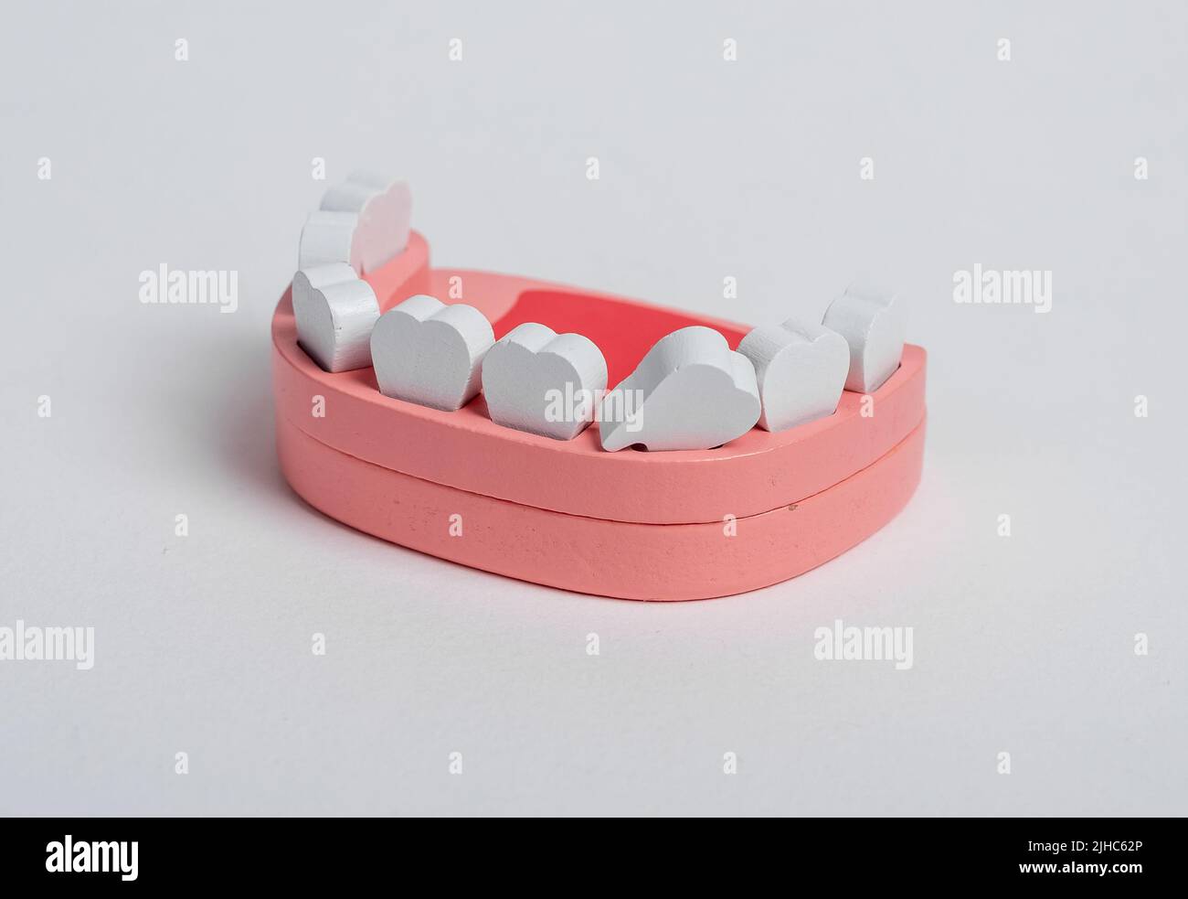 Tooth banner. Jaw model with white teeth with bad unhealthy missing ...