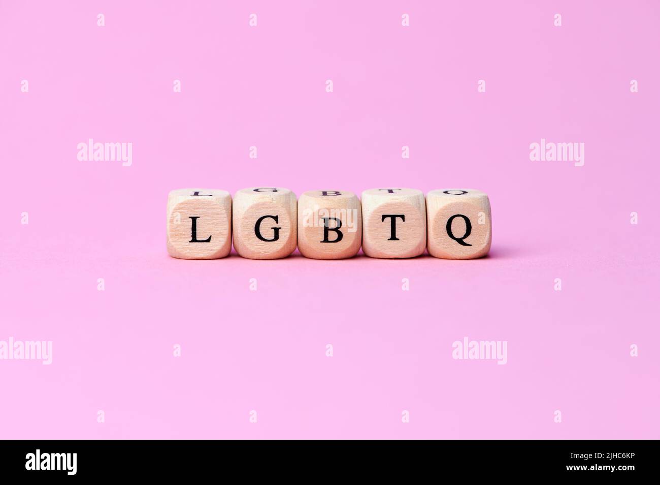 wooden cubes with the capital letters LGBTQ which is the abbreviation for lesbian, gay, bisexual, transgendered and queer Stock Photo