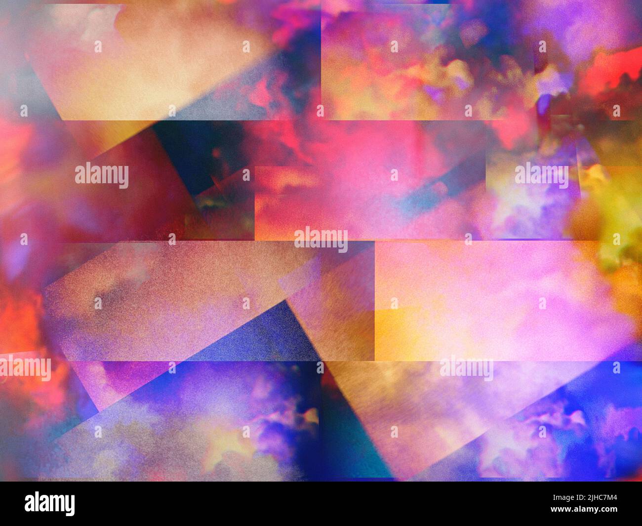 Colorful clouds with overlapping rectangular layers. 3D rendering Stock ...