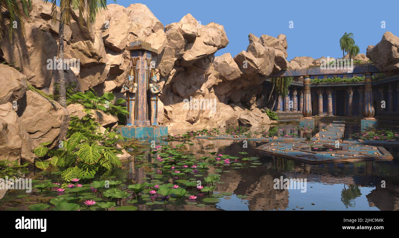 3d computer graphics of an ancient Egyptian environment Stock Photo