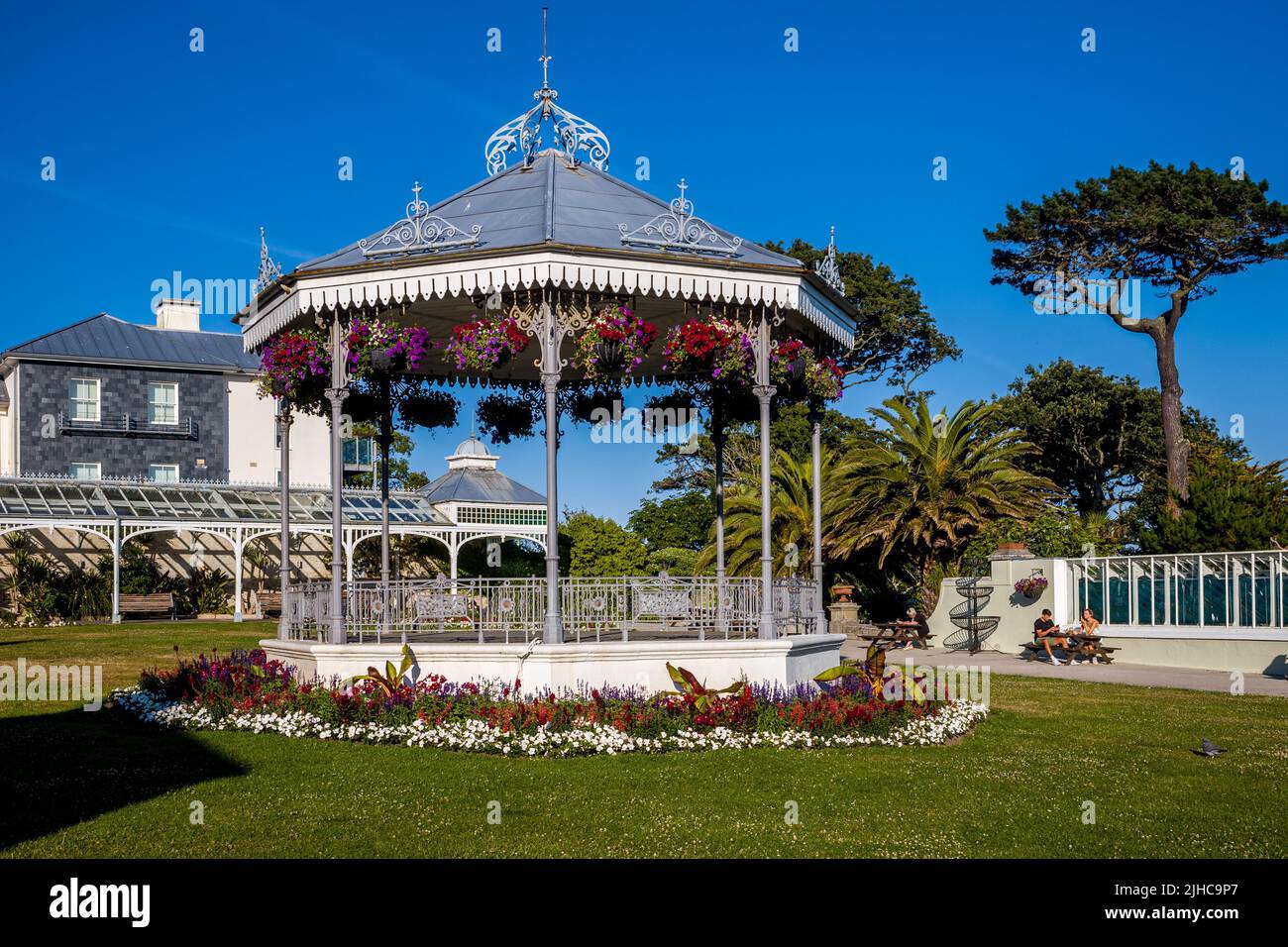 Gyllyngdune Gardens Falmouth Cornwall UK. Located adjacent to the Princess Pavilion in Falmouth the newly restored gardens overlook the sea. Open 1907. Stock Photo