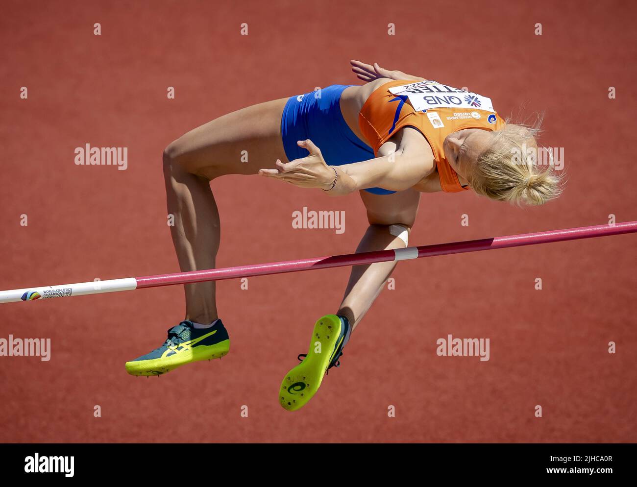 EUGENE Anouk Vetter in action during the heptathlon high jump on the