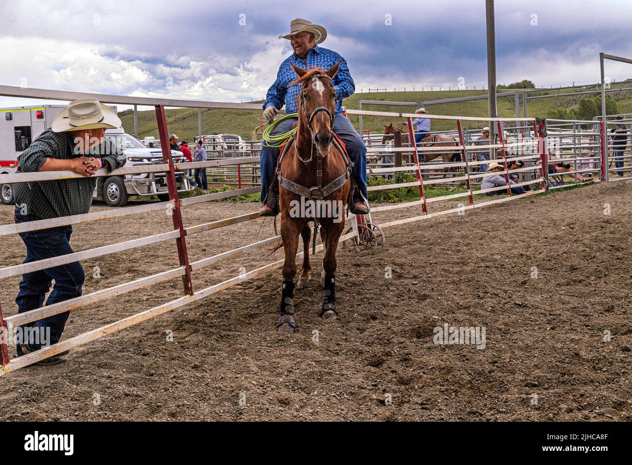 Two native cowboys at the Indian Rodeo of the Blood (Kainai) Indian