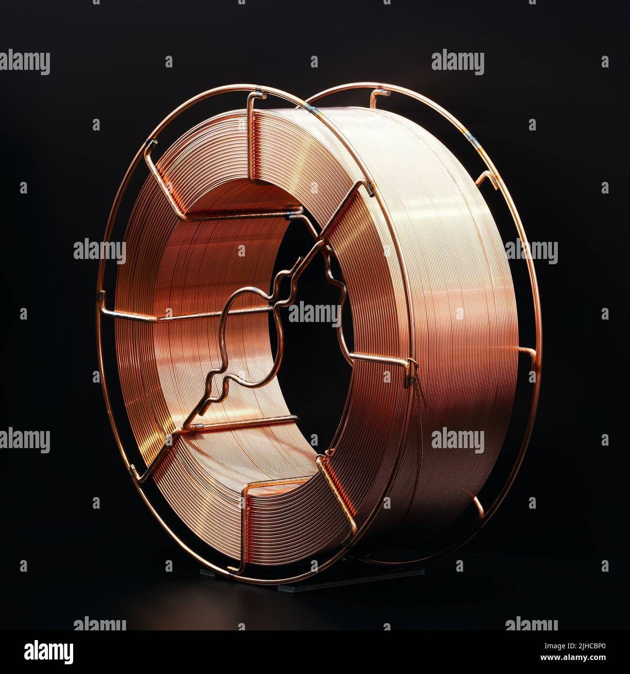 Coil of copper wire for welding tools and other industrial applications