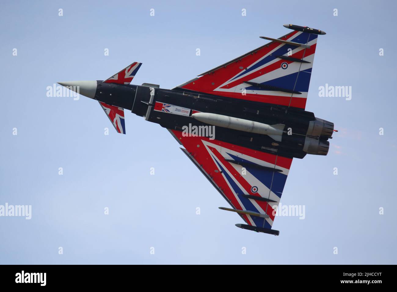 Fairford, UK. 16th July, 2022. Military aircraft from across the globe on display for the RIAT Royal International Air Tattoo. The RAF fielded a Typhoon Eurofighter with a special livery. Credit: Uwe Deffner/Alamy Live News Stock Photo