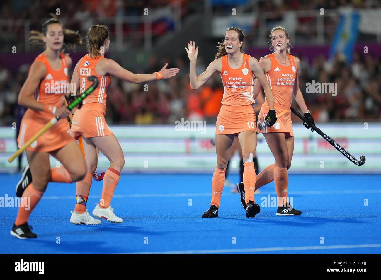 Netherlands players celebrating the 30 during the FIH Women’s World