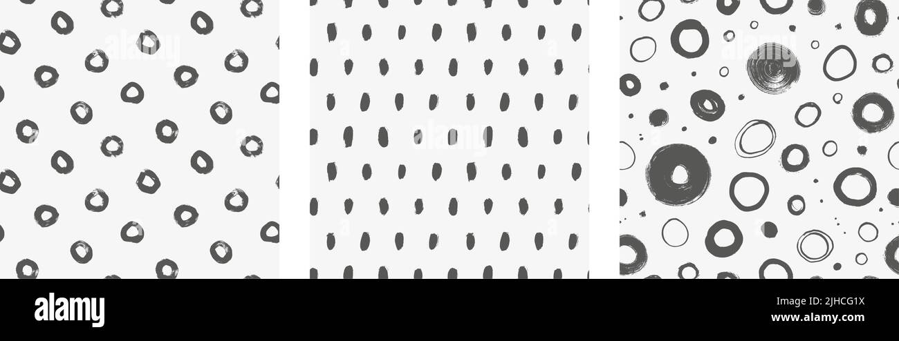 Polka dots and circles seamless pattern collection Stock Vector