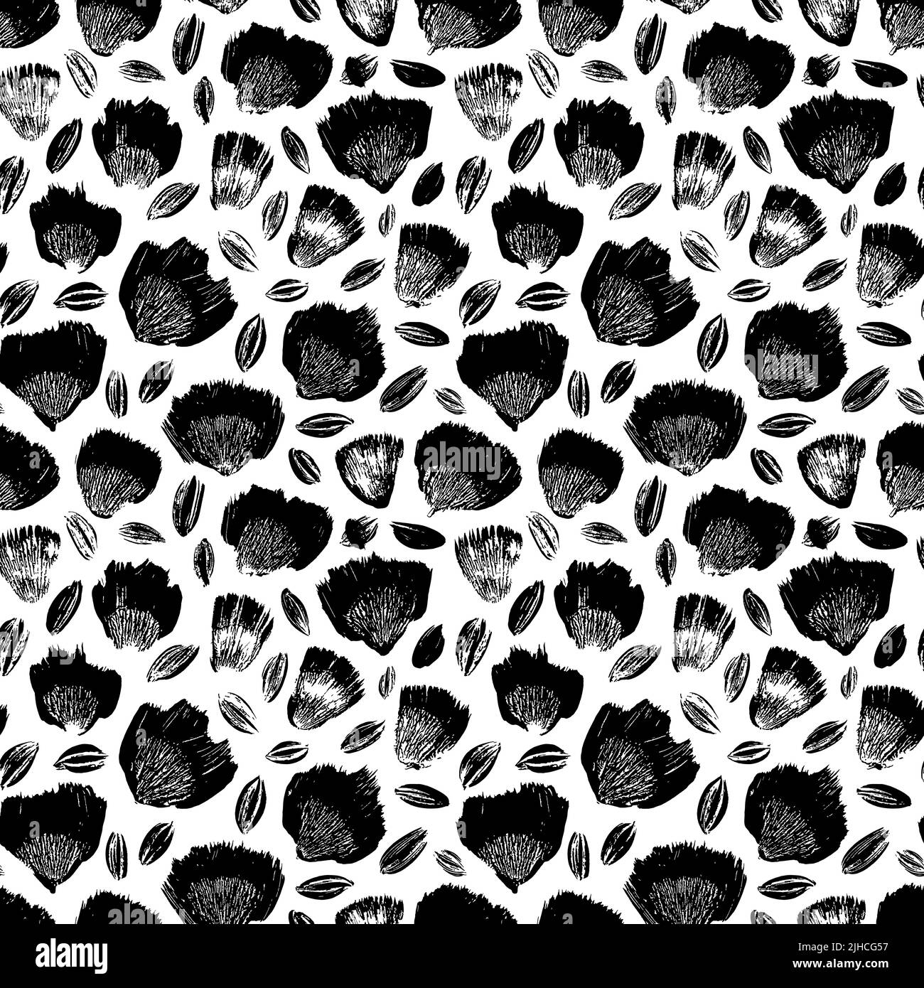 Black flower imprints vector seamless pattern Stock Vector Image & Art ...