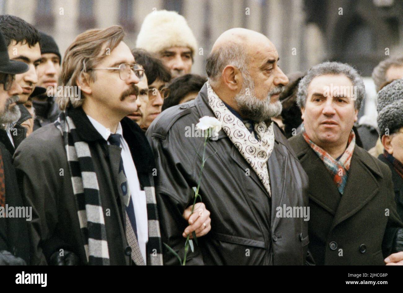 Bucharest, Romania, January 22, 1999. Political march ('Mars pentru Democratie') organized by the Civic Alliance Foundation. Romanian politician Viorel Lis. Stock Photo