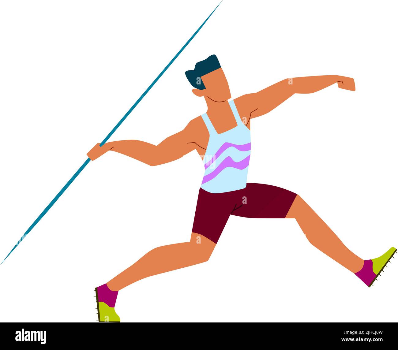 Man throw javelin. Professional sport athlete competition Stock Vector