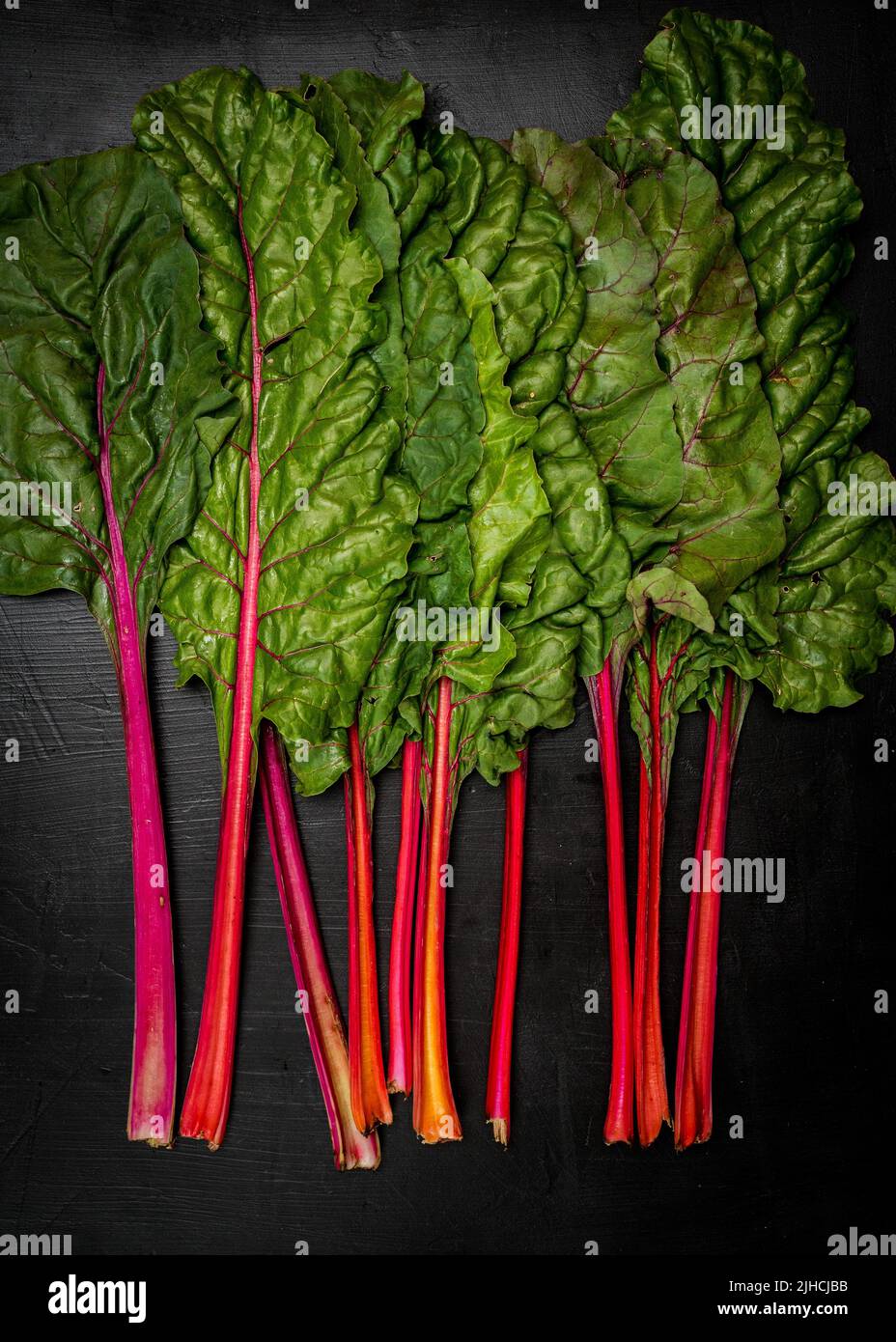 Swiss Chard on a dark surface Stock Photo