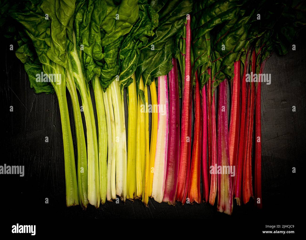 Swiss Chard on a dark surface Stock Photo