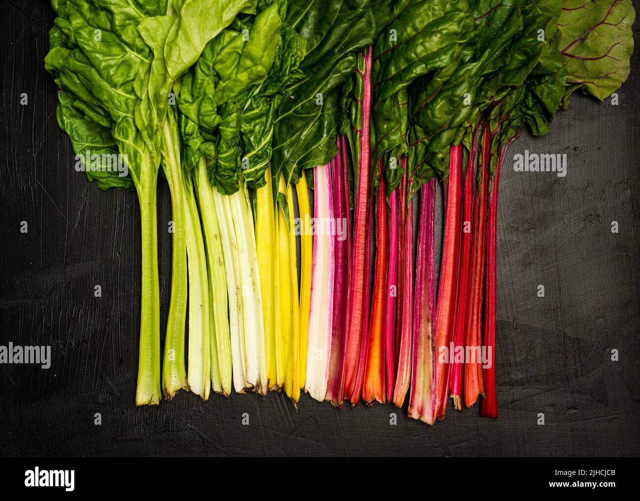 Swiss Chard on a dark surface Stock Photo