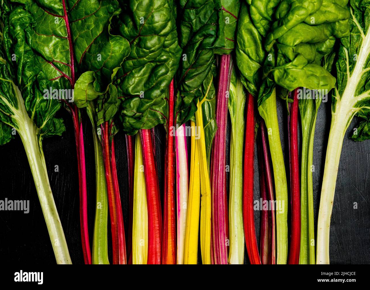Swiss Chard on a dark surface Stock Photo