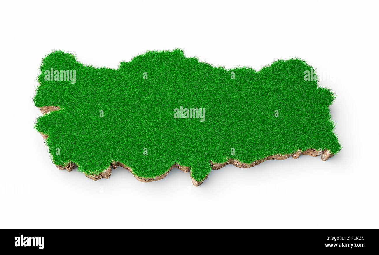 A 3D rendering of the Turkey map with soil and land geology Stock Photo