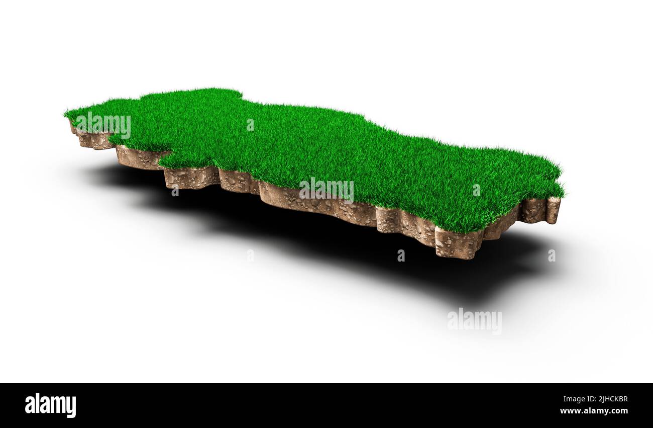 A 3D rendering of the Turkey map with soil and land geology Stock Photo