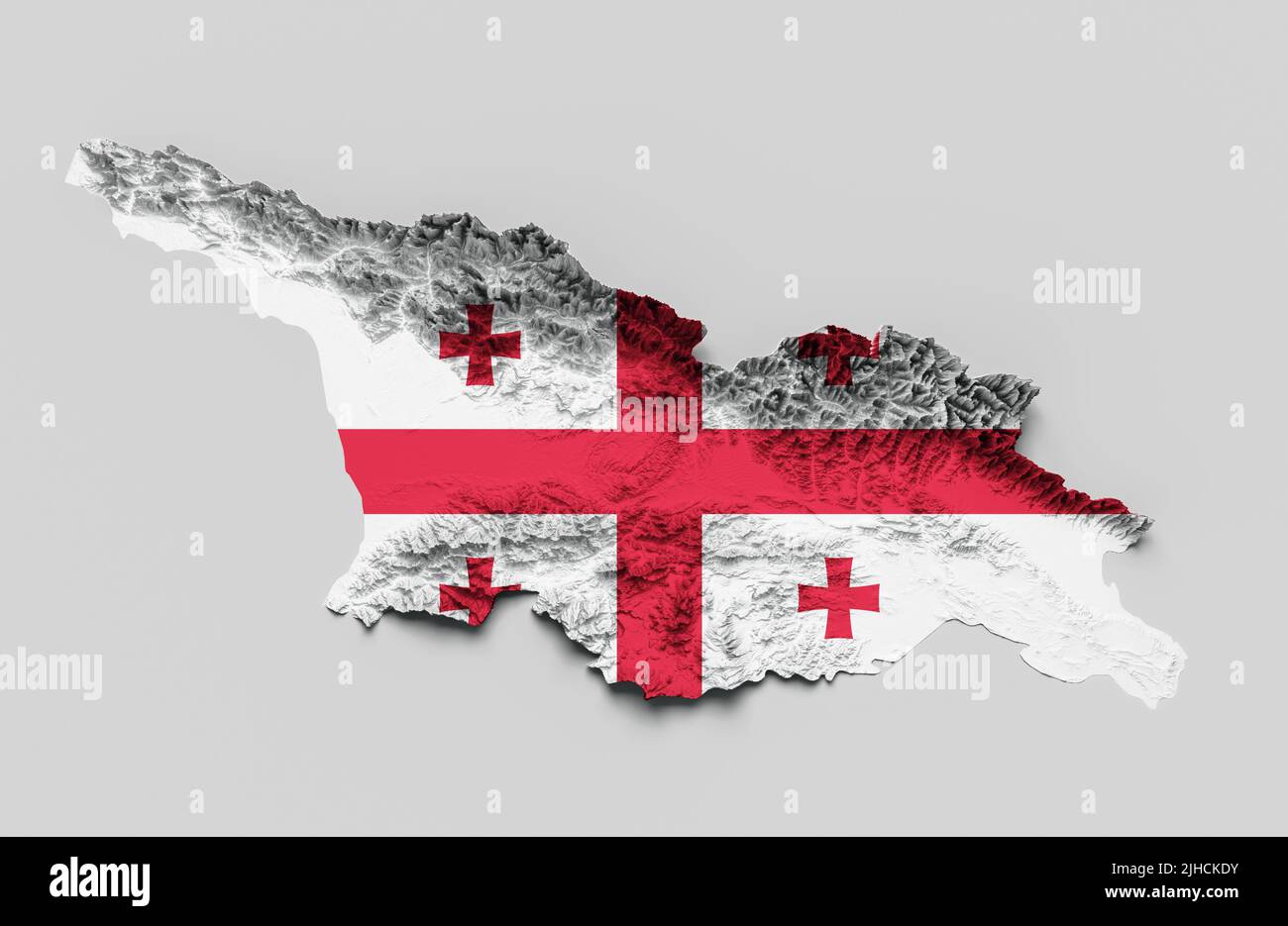 A 3D rendering of the flag map with soil and land geology Stock