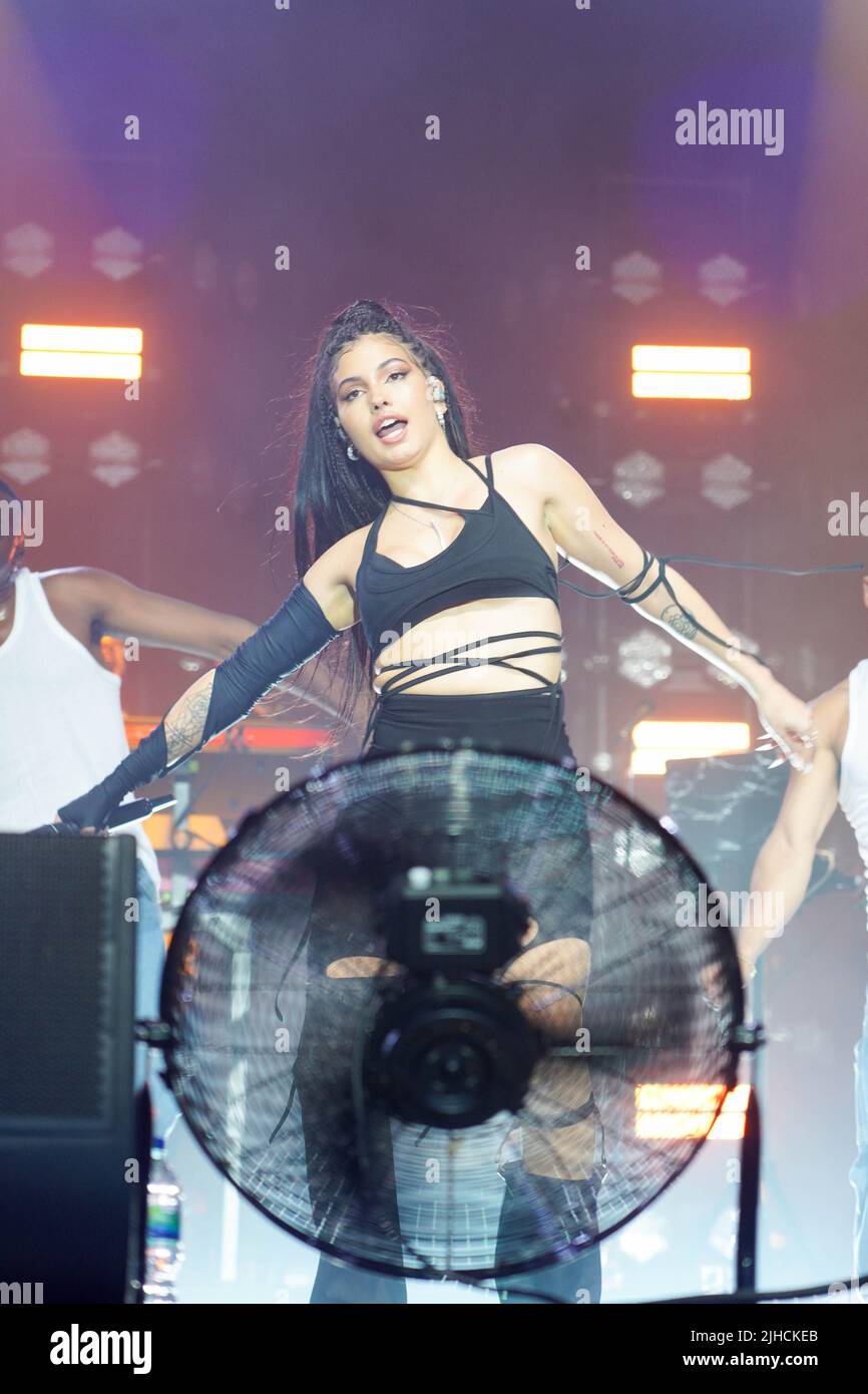 London, UK. Sunday, 17 July, 2022. Mabel performing live on stage at Somerset House in London as part of the Summer Series. Photo: Richard Gray/Alamy Live News Stock Photo
