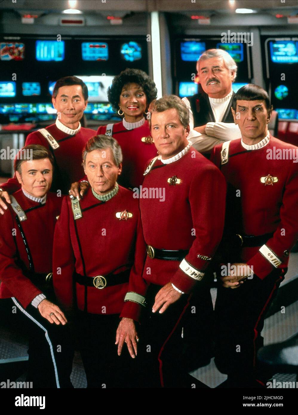 GEORGE TAKEI, NICHELLE NICHOLS, JAMES DOOHAN, WALTER KOENIG, DEFOREST KELLEY, WILLIAM SHATNER, LEONARD NIMOY, STAR TREK VI: THE UNDISCOVERED COUNTRY, 1991 Stock Photo