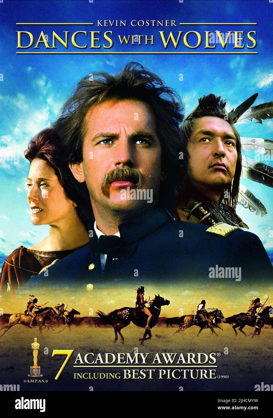 MARY MCDONNELL, KEVIN COSTNER, GRAHAM GREENE, DANCES WITH WOLVES, 1990 Stock Photo