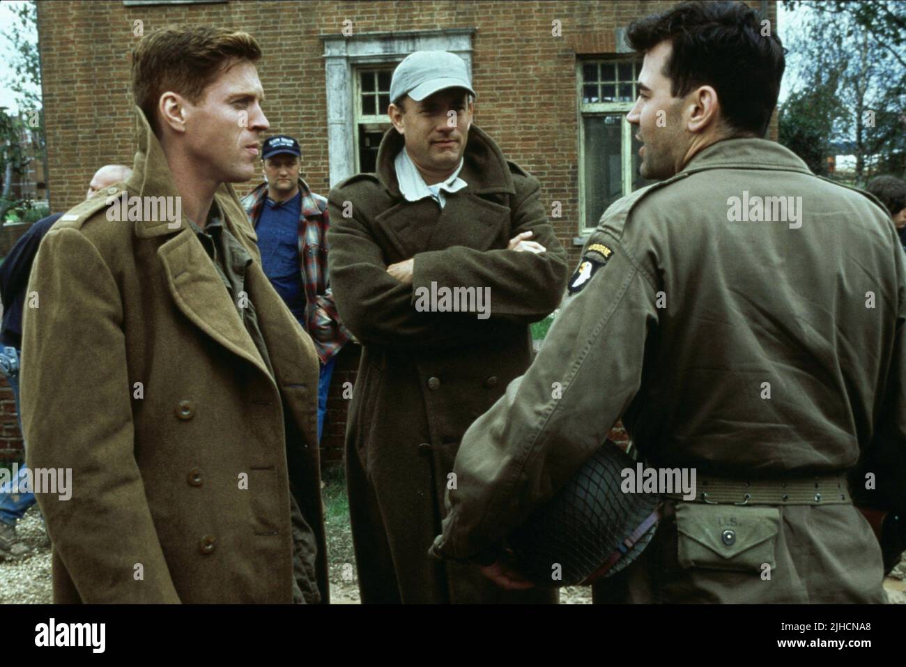 DAMIAN LEWIS, TOM HANKS, RON LIVINGSTON, BAND OF BROTHERS, 2001 Stock Photo