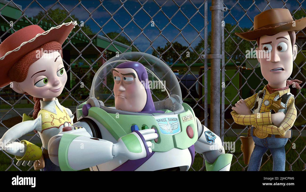 JESSIE, BUZZ LIGHTYEAR, WOODY, TOY STORY 3, 2010 Stock Photo