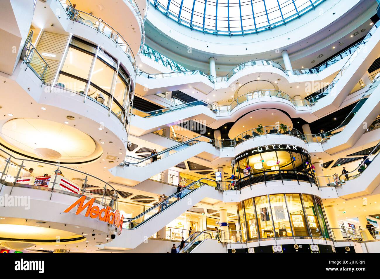 Interior of Blue City shopping centre in Ochota, Warsaw, Poland Stock Photo