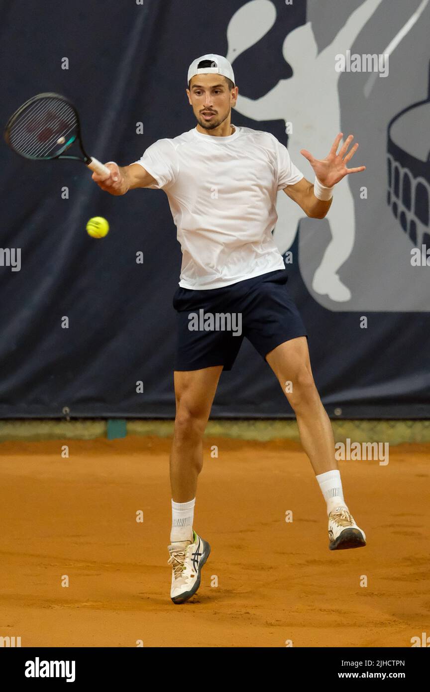 Verona, Italy. 17th July, 2022. Pedro Cachin during ATP Challenger Tour - Finals match between Francesco Maestrelli and Pedro Cachin, Tennis Internationals in Verona, Italy, July 17 2022 Credit: Independent Photo Agency/Alamy Live News Stock Photo