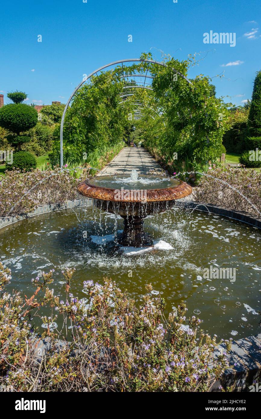 The Fountain in the Cottage Garden RHS Wisley Gardens Wisley England UK Stock Photo